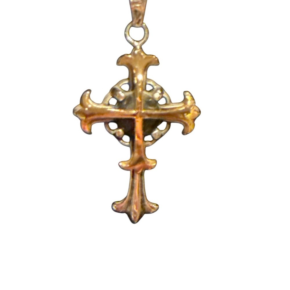 Gold and Silver Cross Pendant Necklace - Picture 2 of 7